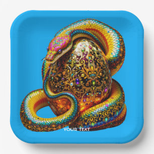 Assiettes En Carton Œuf de serpent mignon fantastique vibrant