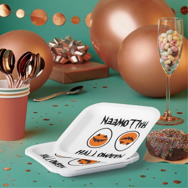 Assiettes En Carton Oeuf d'Halloween (Multi)