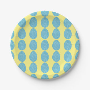 Assiettes En Carton OEufs de Pâques rayés Bleus