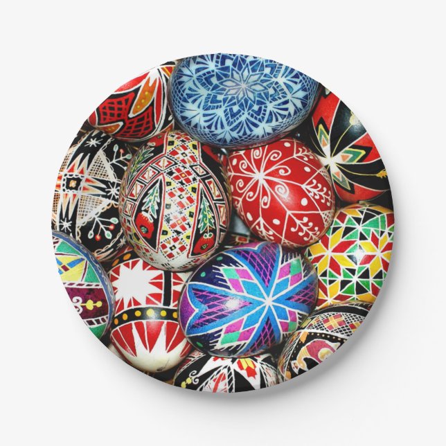 Assiettes En Carton OEufs de Pâques ukrainiens, (Devant)