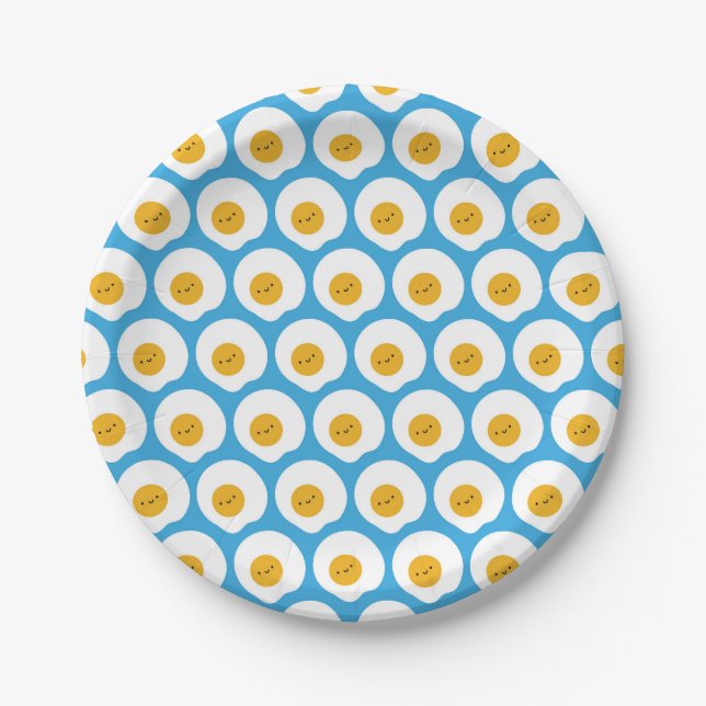Assiettes En Carton Oeufs frits Kawaii (Devant)