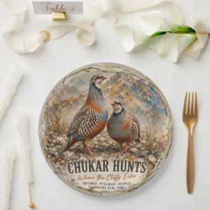 Assiettes En Carton Œuvre d'art représentant un couple de perdrix chuk