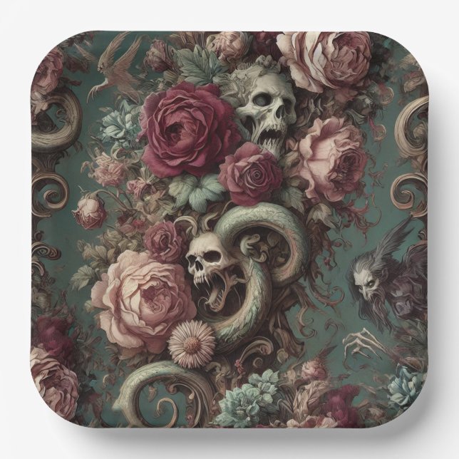 Assiettes En Carton Of Bone & Vine – Gothic Victorian  (Recto)