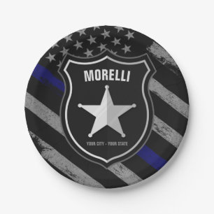Assiettes En Carton Officier de police Shérif Cop Flag
