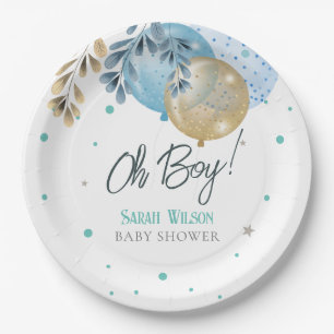 Assiettes En Carton Oh Baby Blue Balloons Baby shower garçon