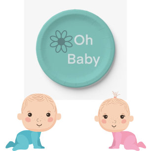 Assiettes En Carton Oh Baby Blue Floral Daisy Papier