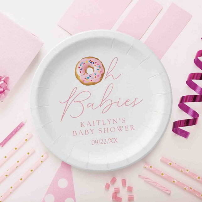 Assiettes En Carton Oh Baby Donut Saupoudrer Twin Girls Baby shower (Créateur téléchargé)