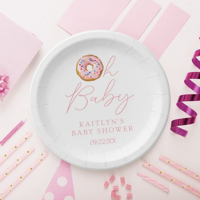 Assiettes En Carton Oh Baby Donut Sprinkle Girls Baby shower (Créateur téléchargé)