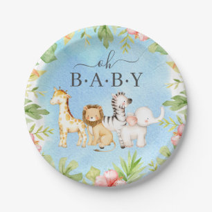 Assiettes En Carton Oh Baby Jungle Baby shower 7" Plaque