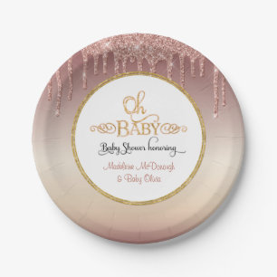 Assiettes En Carton OH BABY Parties scintillant rose  Baby shower de t