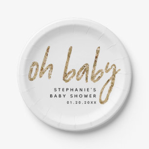 Assiettes En Carton Oh baby shower simplement élégant de charme d'or