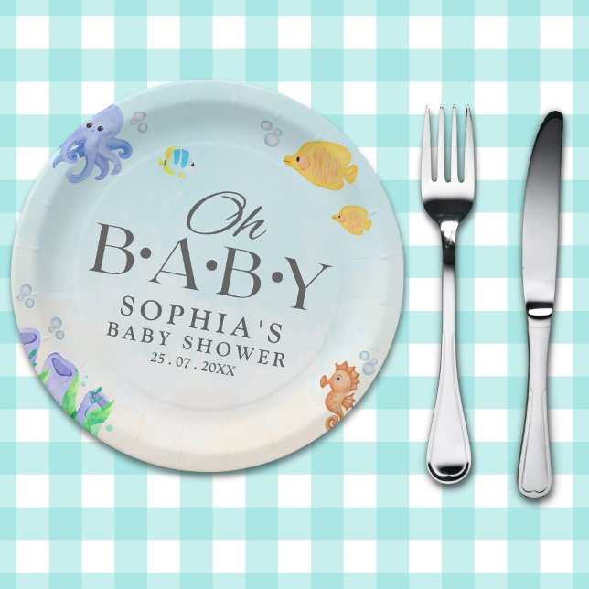 Assiettes En Carton Oh Baby Under Sea Baby Shower (Créateur téléchargé)