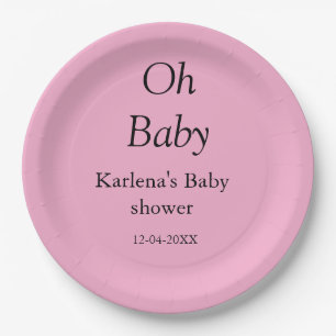 Assiettes En Carton Oh bébé ajouter nom baby shower date simple minimu