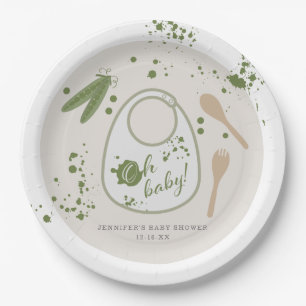 Assiettes En Carton Oh Bébé Cuillère fourche rose Bib Baby shower neut