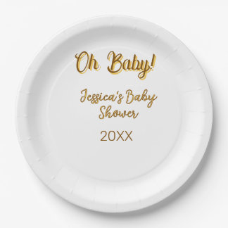 Assiettes En Carton oh bébé fête de bébé mixte orange doré n