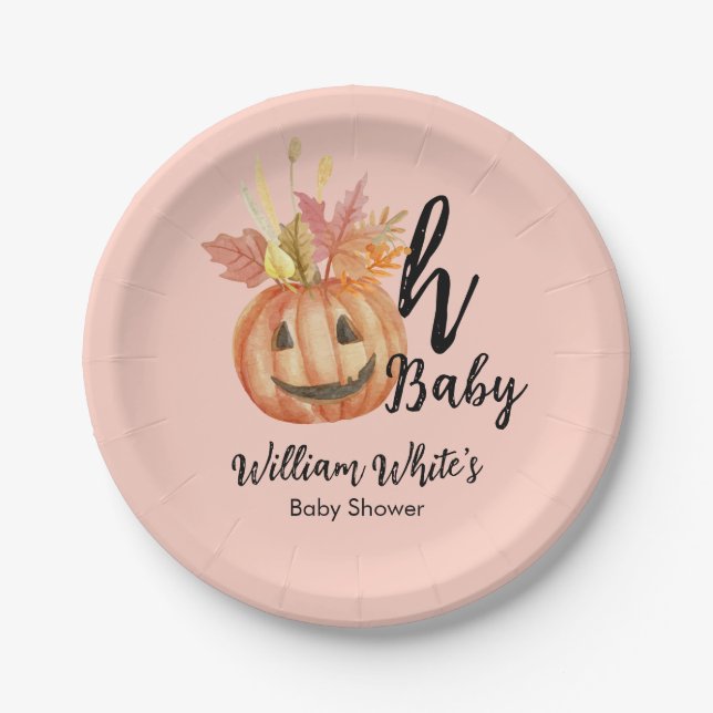 Assiettes En Carton Oh Bébé! Halloween Automne Citrouille Laisser Baby (Devant)