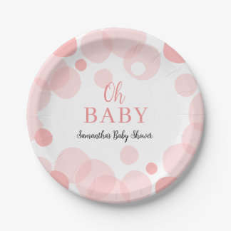 Assiettes En Carton Oh Bébé Pois rose Baby shower fille