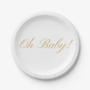 Assiettes En Carton Oh bébé script plaques de baby shower sexe Neutre