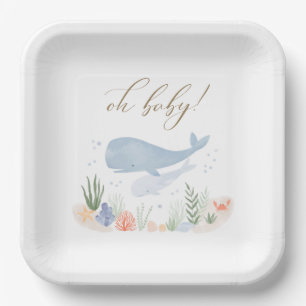 Assiettes En Carton Oh bébé sous le Baby shower marin