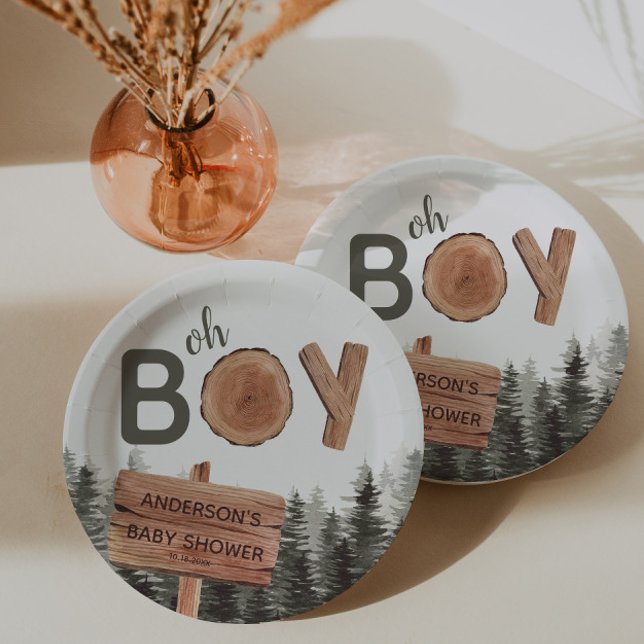Assiettes En Carton Oh Boy - Baby shower rustique Woodland (Créateur téléchargé)