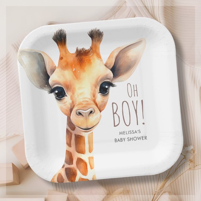Assiettes En Carton Oh Boy Giraffe Baby shower (Créateur téléchargé)