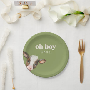 Assiettes En Carton Oh Boy Moss Green Baby shower