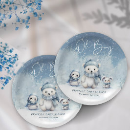 Assiettes En Carton Oh Boy Winter | Baby shower des bois