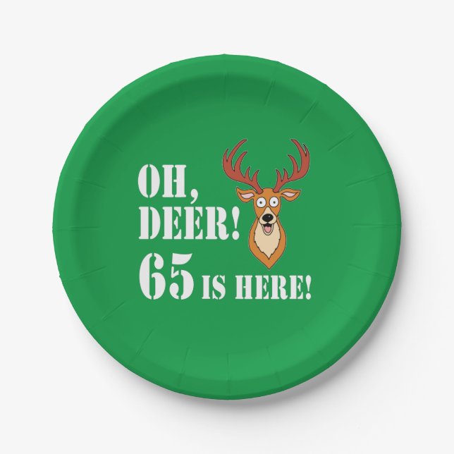 Assiettes En Carton Oh Deer 65e Anniversaire Plaque Papier (Devant)