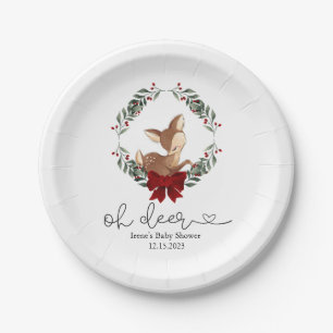 Assiettes En Carton Oh Deer Baby shower de verdure hivernale