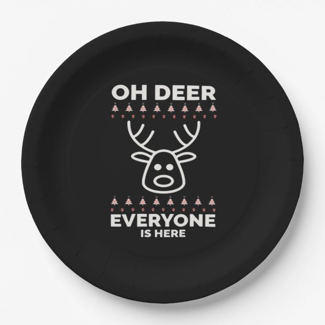 Assiettes En Carton Oh Deer Everyone Is Here Modern Style  (Devant)