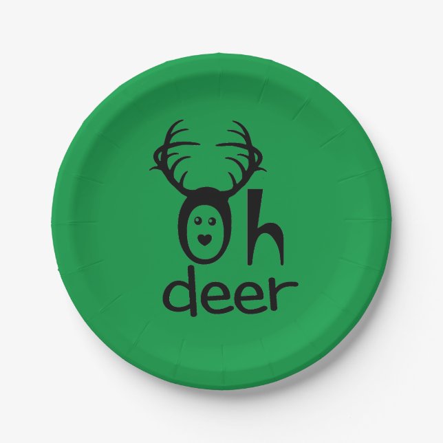 Assiettes En Carton Oh Deer - Plaques de papier de Noël (Devant)