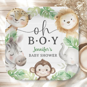 Assiettes En Carton Oh Garçon Jungle Baby Shower Safari Animaux 