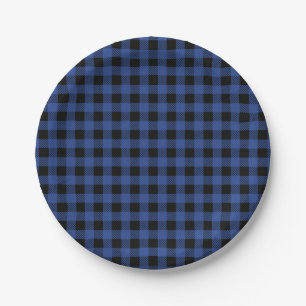 Assiettes En Carton Oh Garçon Ours Plaid Bleu Baby Shower