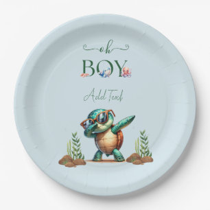 Assiettes En Carton Oh Garçon Sous Le Baby shower De La Tortue De Mer