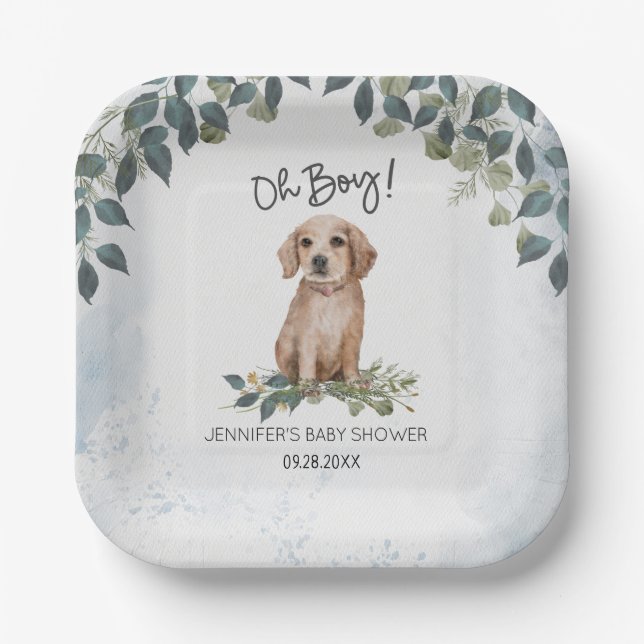 Assiettes En Carton Oh mon Dieu ! Aquarelle Retriever Chien personnali (Recto)
