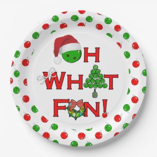 Assiettes En Carton Oh Quel Amusement Noël Pickball Party Green Ho Ho