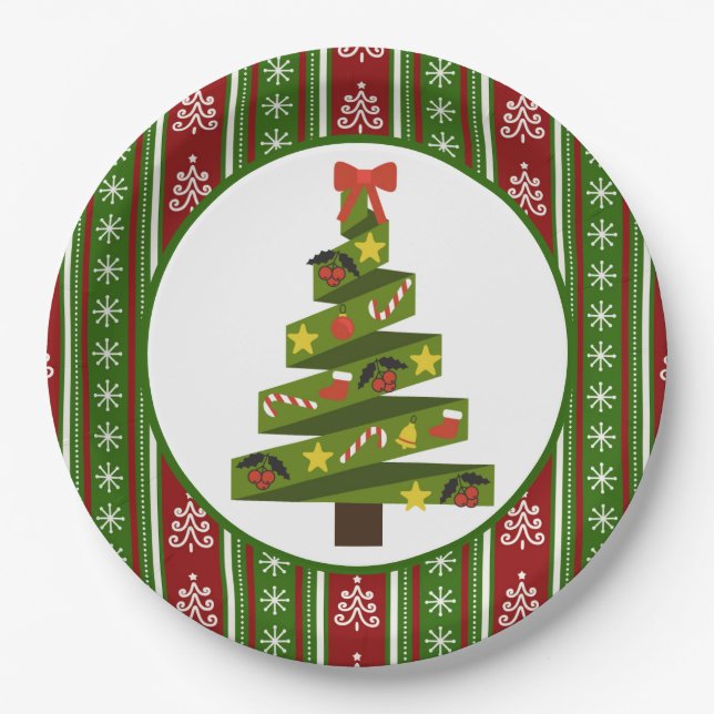 Assiettes En Carton Oh sapin de Noël (Devant)