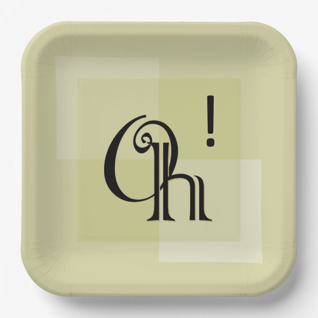 Assiettes En Carton Oh! Typographie moderne Art, Anniversaire Surprise (Recto)