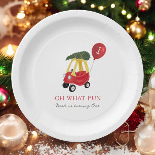 Assiettes En Carton Oh What Fun Winter Car 1ère fête d'anniversaire