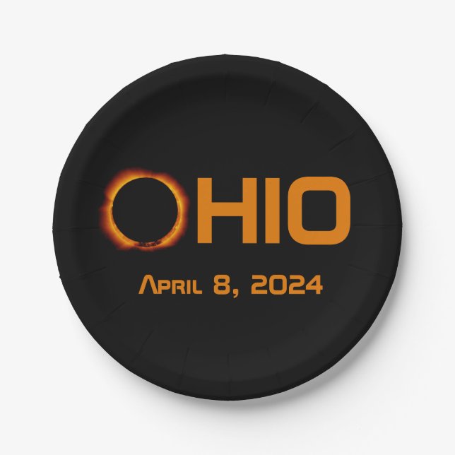 Assiettes En Carton Ohio 2024 Total Éclipse Solaire (Devant)