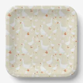Assiettes En Carton Oie et arcs jaune