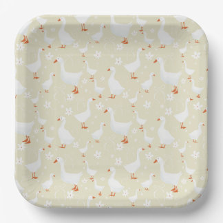 Assiettes En Carton Oie et arcs jaune