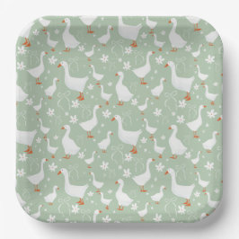Assiettes En Carton Oie et arcs vert