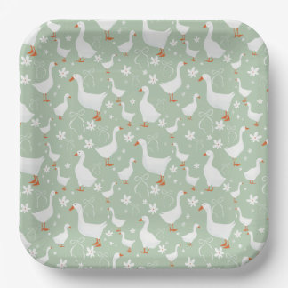 Assiettes En Carton Oie et arcs vert