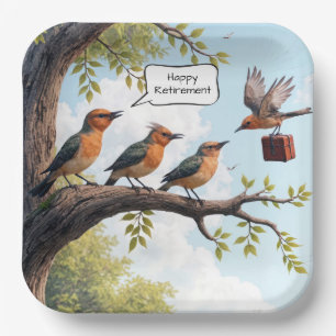 Assiettes En Carton Oiseau Avec Bureau Porte-documents Retraite