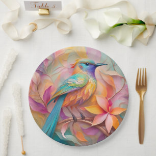 Assiettes En Carton Oiseau-chanteur à gorge violette Imaginaire
