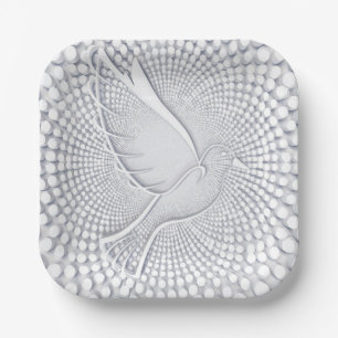 Assiettes En Carton Oiseau de colombe gris clair Abstrait