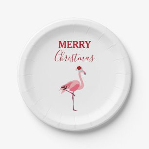Assiettes En Carton Oiseau de Noël rose Flamant rose avec chapeau de P