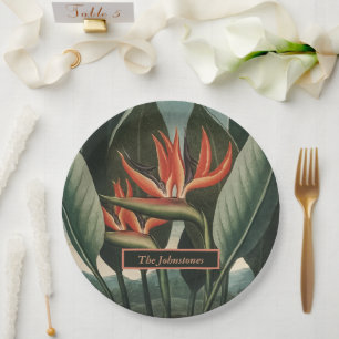Assiettes En Carton Oiseau du Paradis Temple Vintage de Flore avec le 