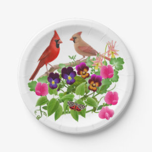 Assiettes En Carton Oiseaux cardinaux du Nord dans les plaques de papi